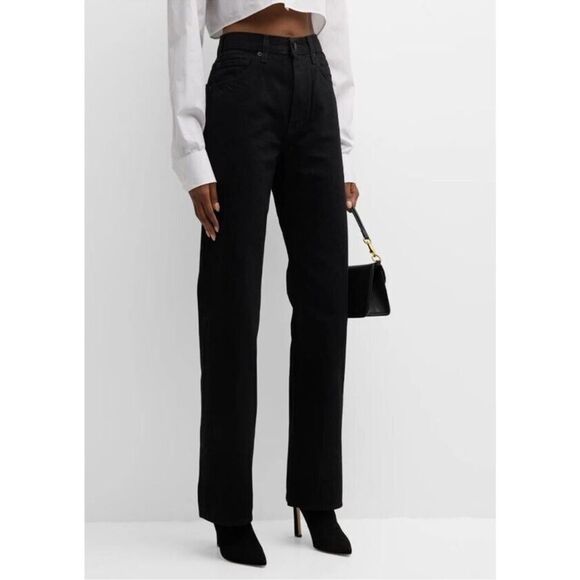 NWT NIli Lotan Black Archer High Rise Straight Leg Jeans USA 100% Cotton Size 27